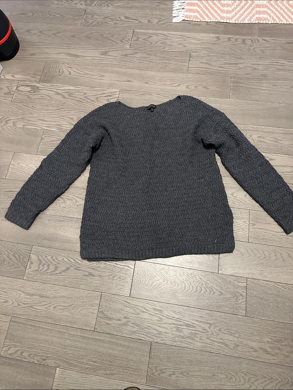 Lord & Taylor Dark Gray Crewneck Textured Knit Sweater